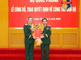 BỘ TRƯỞNG BỘ QUỐC PHÒNG TRAO QUYẾT ĐỊNH THĂNG QUÂN HÀM THIẾU TƯỚNG ĐỐI VỚI ĐỒNG CHÍ TƯ LỆNH BCHH - TỔNG GIÁM ĐỐC NACCET